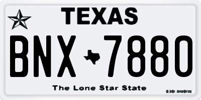 TX license plate BNX7880