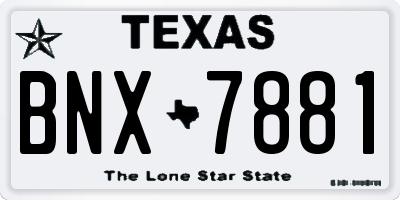 TX license plate BNX7881