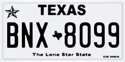 TX license plate BNX8099