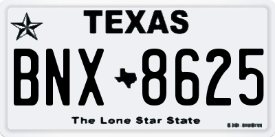 TX license plate BNX8625