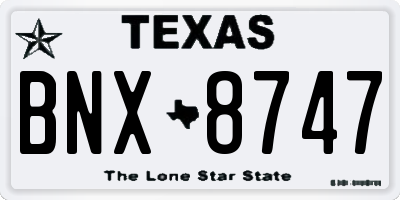 TX license plate BNX8747