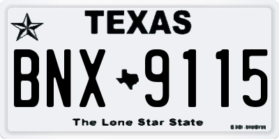 TX license plate BNX9115