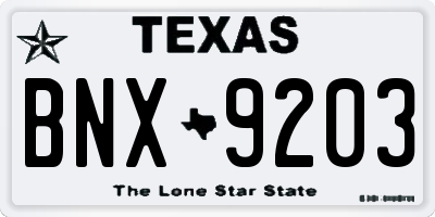 TX license plate BNX9203