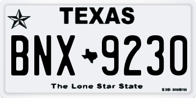 TX license plate BNX9230