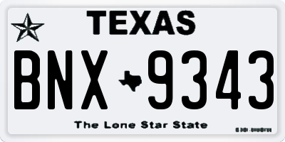 TX license plate BNX9343
