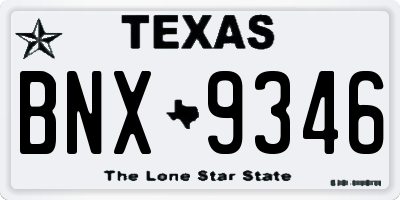 TX license plate BNX9346