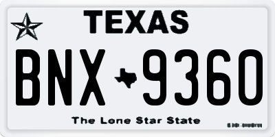TX license plate BNX9360
