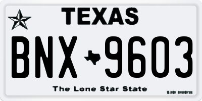 TX license plate BNX9603