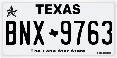 TX license plate BNX9763