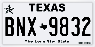TX license plate BNX9832