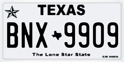 TX license plate BNX9909