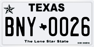 TX license plate BNY0026