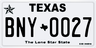 TX license plate BNY0027