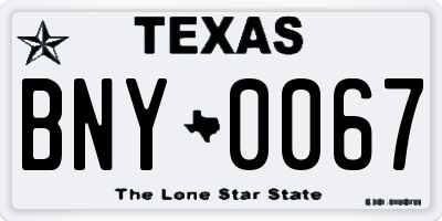 TX license plate BNY0067