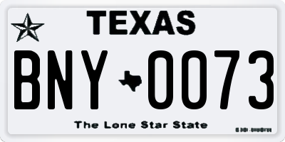 TX license plate BNY0073
