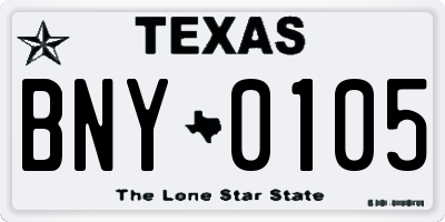 TX license plate BNY0105