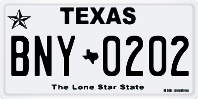 TX license plate BNY0202