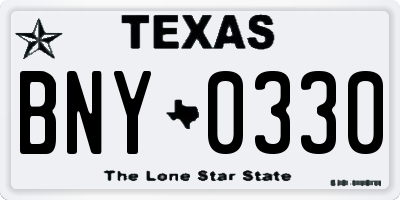 TX license plate BNY0330