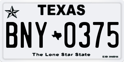 TX license plate BNY0375