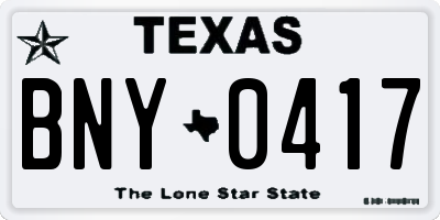 TX license plate BNY0417