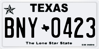 TX license plate BNY0423