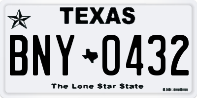 TX license plate BNY0432