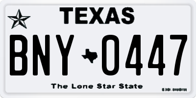 TX license plate BNY0447