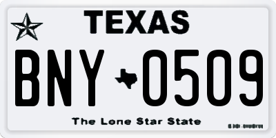 TX license plate BNY0509