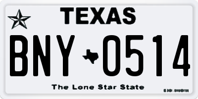 TX license plate BNY0514