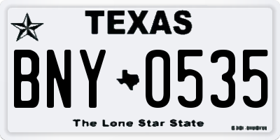 TX license plate BNY0535