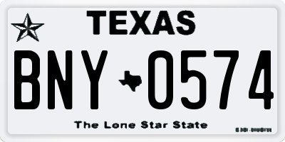 TX license plate BNY0574