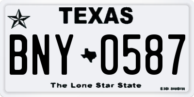 TX license plate BNY0587