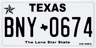 TX license plate BNY0674