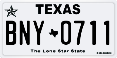 TX license plate BNY0711