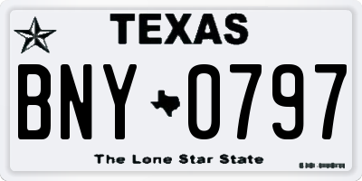 TX license plate BNY0797