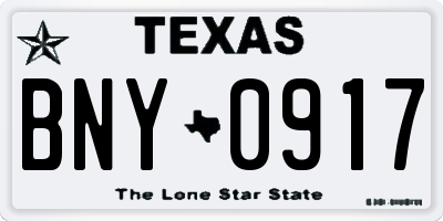 TX license plate BNY0917