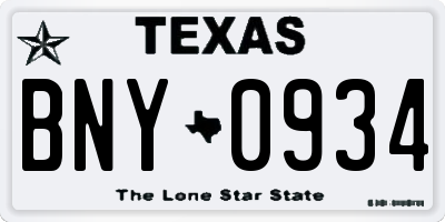 TX license plate BNY0934