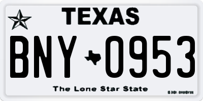 TX license plate BNY0953