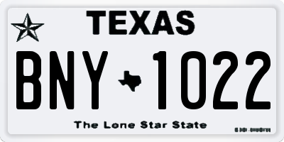 TX license plate BNY1022