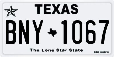 TX license plate BNY1067