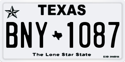 TX license plate BNY1087