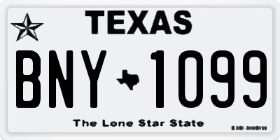 TX license plate BNY1099