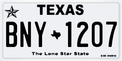 TX license plate BNY1207