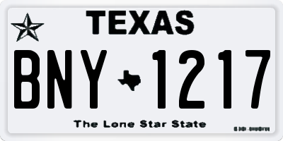 TX license plate BNY1217