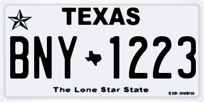TX license plate BNY1223