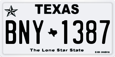 TX license plate BNY1387