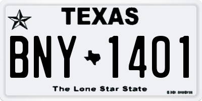 TX license plate BNY1401