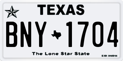TX license plate BNY1704