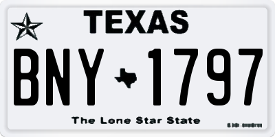 TX license plate BNY1797