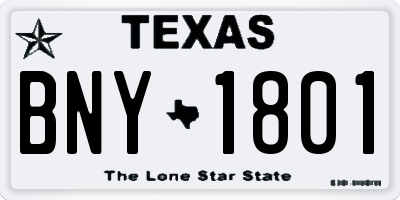 TX license plate BNY1801